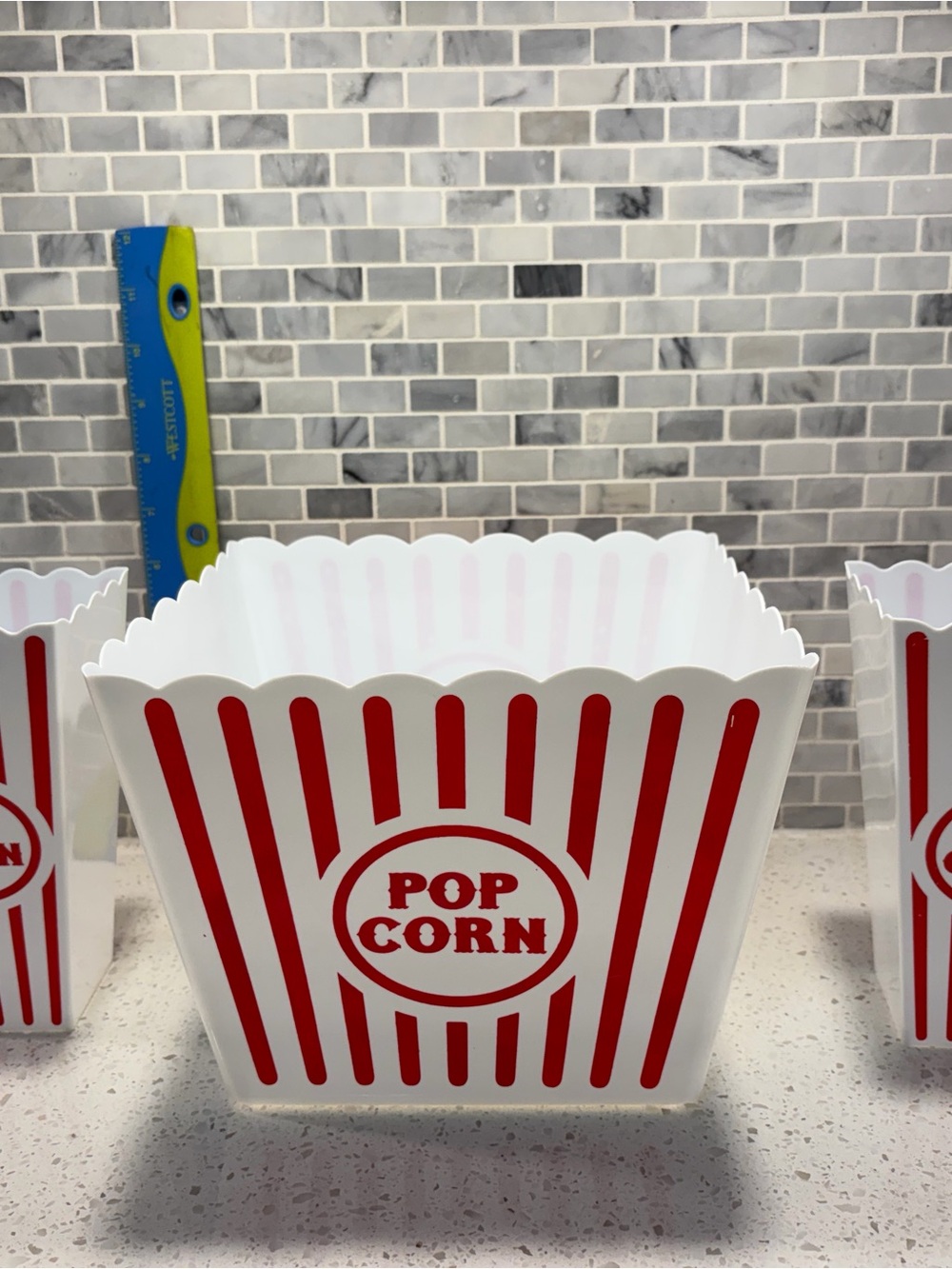 Red & White Popcorn Box - Classic Serving Tub w/two individual serving cups.